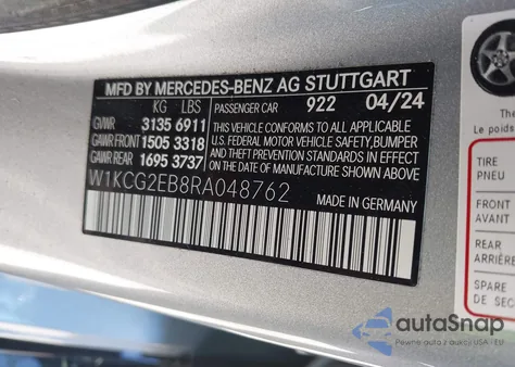2024 Mercedes-Benz Eqs 450 4Matic z USA, uszkodzony, nr VIN W1KCG2EB8RA048762